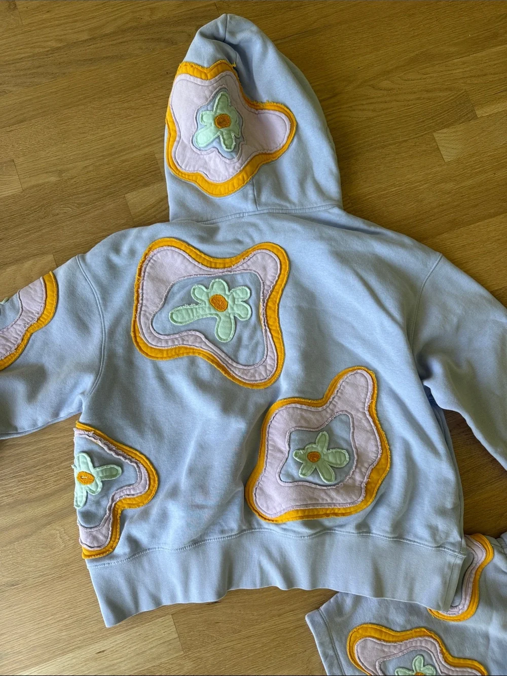 Nike Light Lavender Hoodie & Shorts Set with Pastel Floral Appliqués